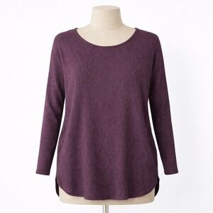 Eileen Fisher‎ Luxury Wool Scoop Neck Sweater Size M Purple Classic Italian Yarn